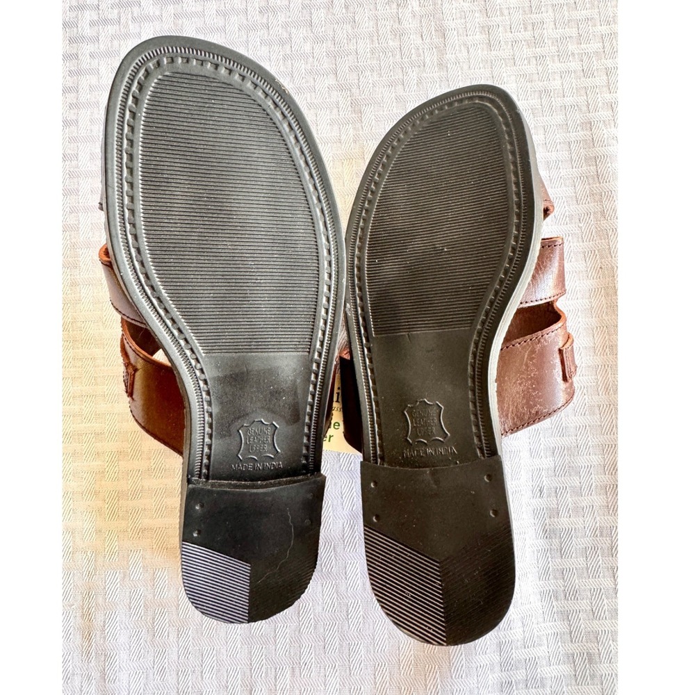Drexlite Vintage Leather Slide Sandals Womens 6 Brown Boho Buckle 173290 - Picture 7 of 9